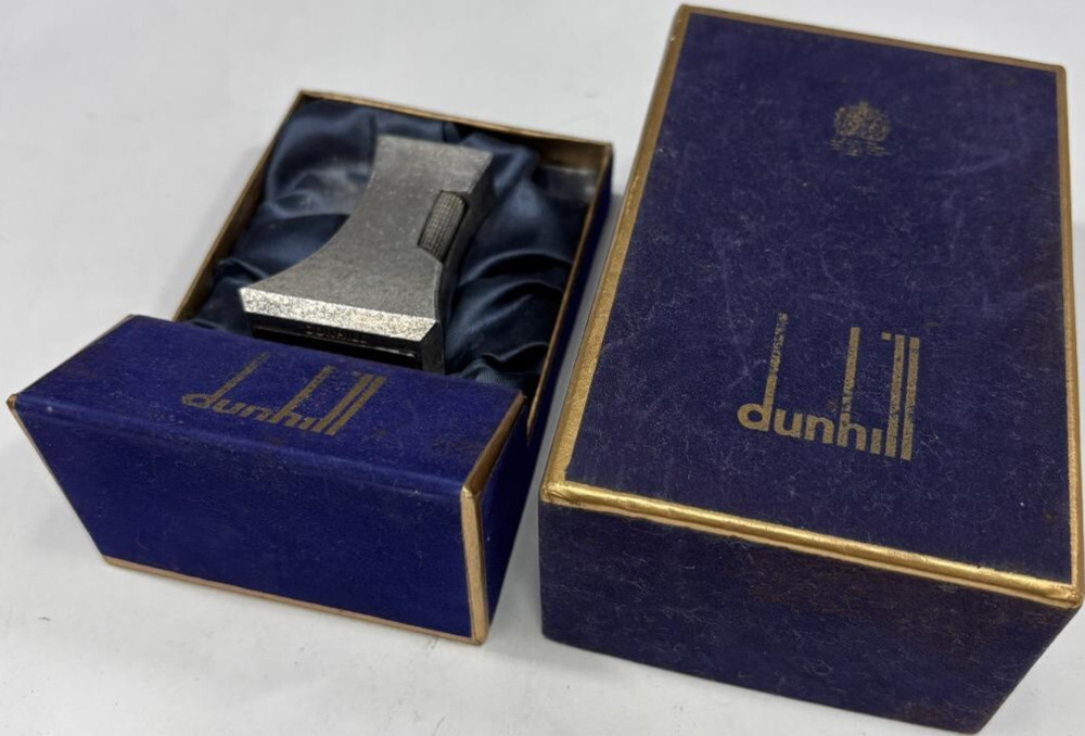 Working dunhill gas lighter desk lighter silver with box