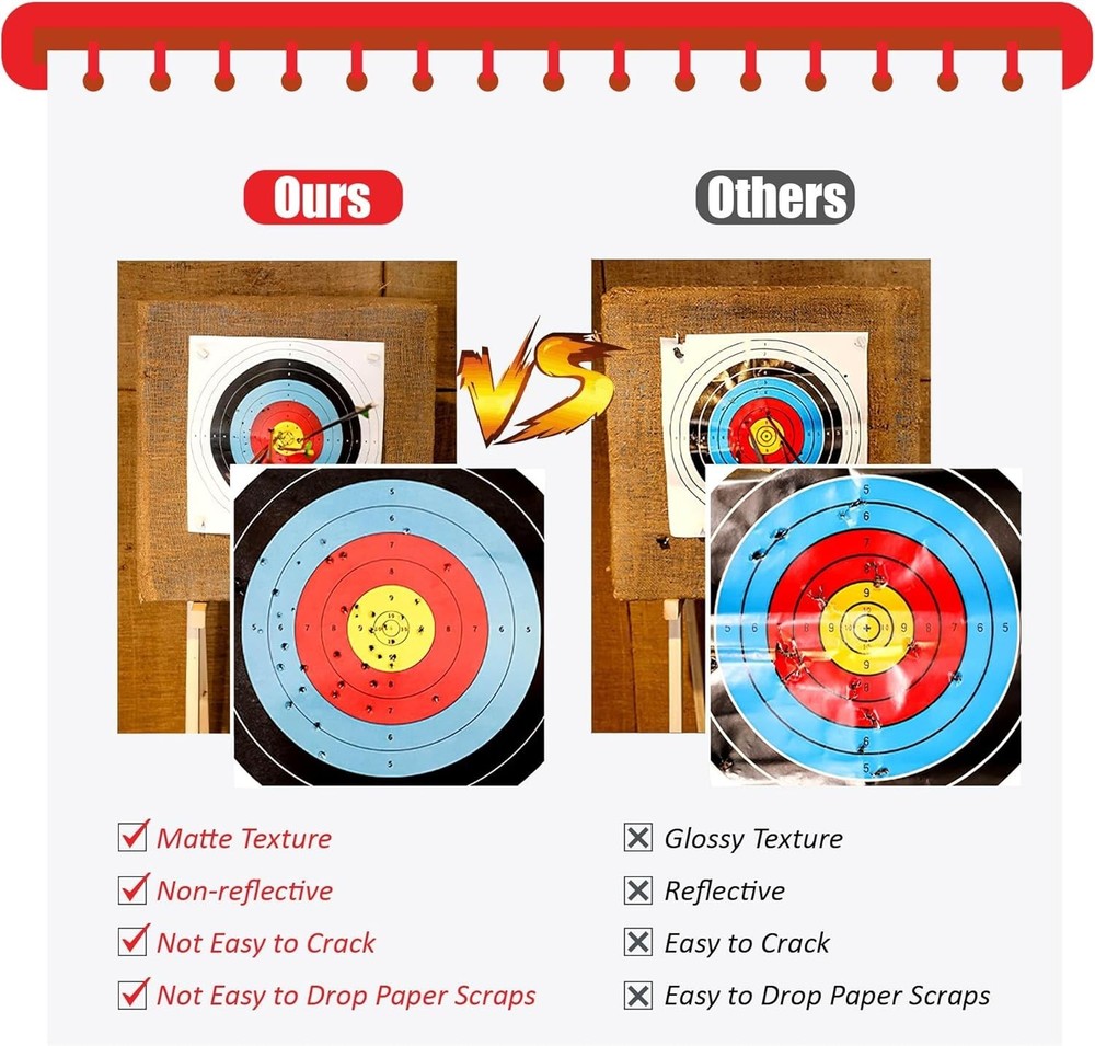 Durable Archery Target Paper Bundle: 50 Targets, 4 Nails, and Puller Included
