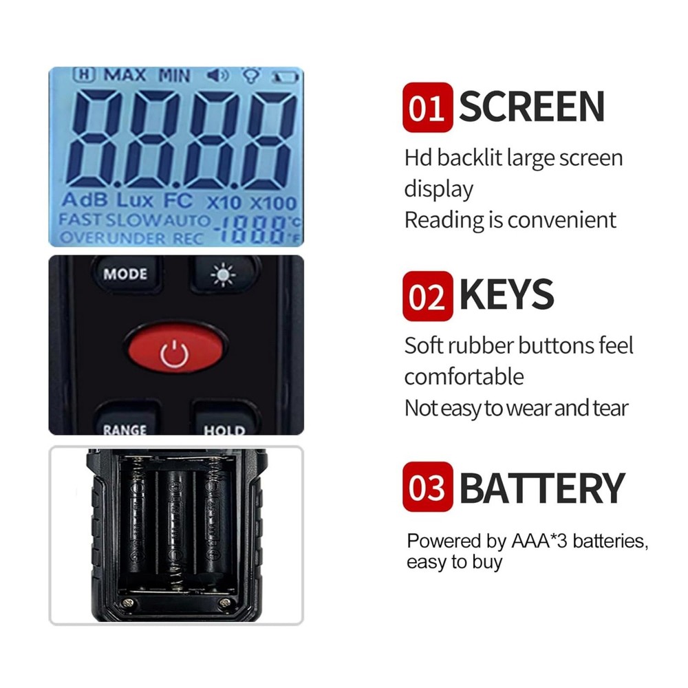 Digital Noise Level Meter 30-130dB Measuring Device with Max Min Record Function