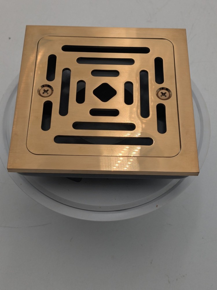Signature Hardware Adelphi 4-1/2" Pattern Grate Linear Shower Drain Brushed Gold