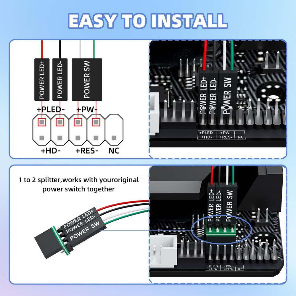 PC Power Button with 118" Cable - Desktop Computer External 118", BLACK