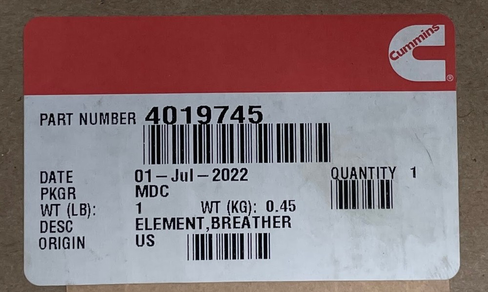 Cummings 4019745, Breather Element
