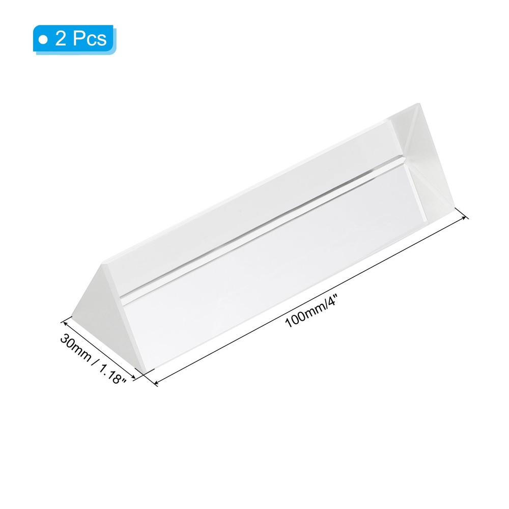100mm/4 Inch Triangular Prism, 2 Pcs Glass Optical Rainbow Prism, Clear