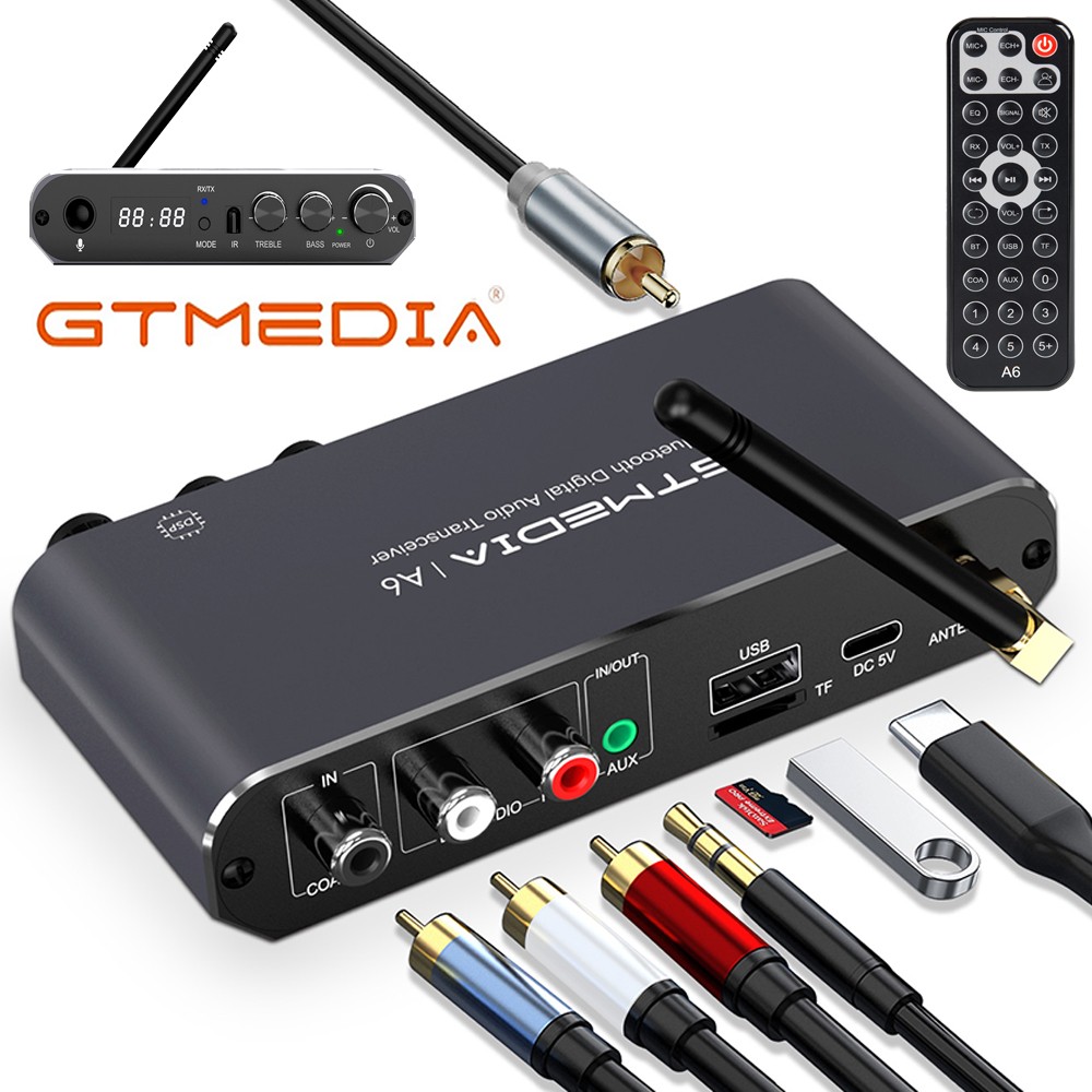 Bluetooth 5.1 Receiver Transmitter Bass Hi-Fi Audio Stereo Adapter Wireless Home