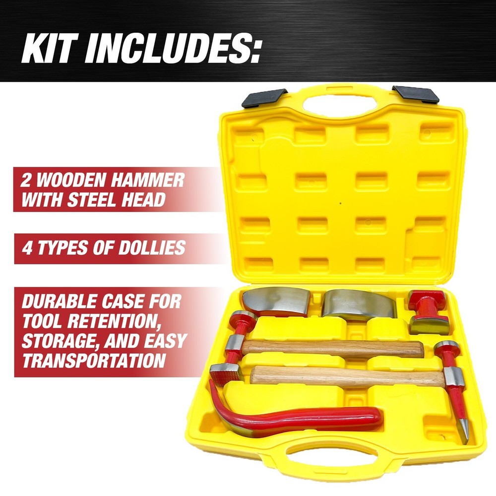 6PCS Panel Beaters Multifunctional Hammer Kit Dent Repair Tools Set