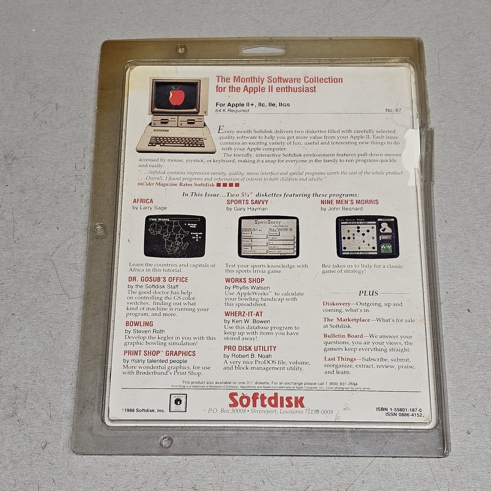 Soft Disk Wherz-It-At Software Collection Apple II 5.25