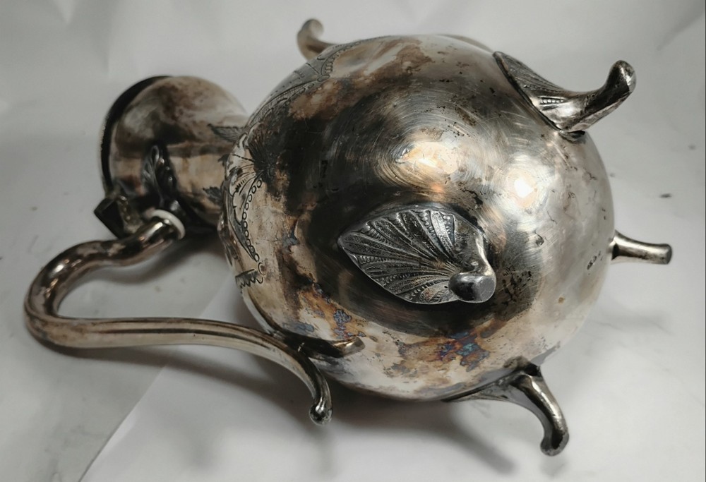 Old Vintage Ornate Silver Plated Teapot Tarnished Engraved Unique Designs