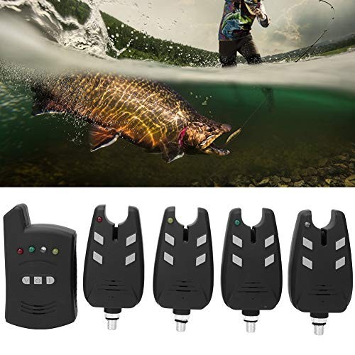 High Sensitive Electronic Fishing Bite Alarm Indicator LED Light Alert, 4 Fish