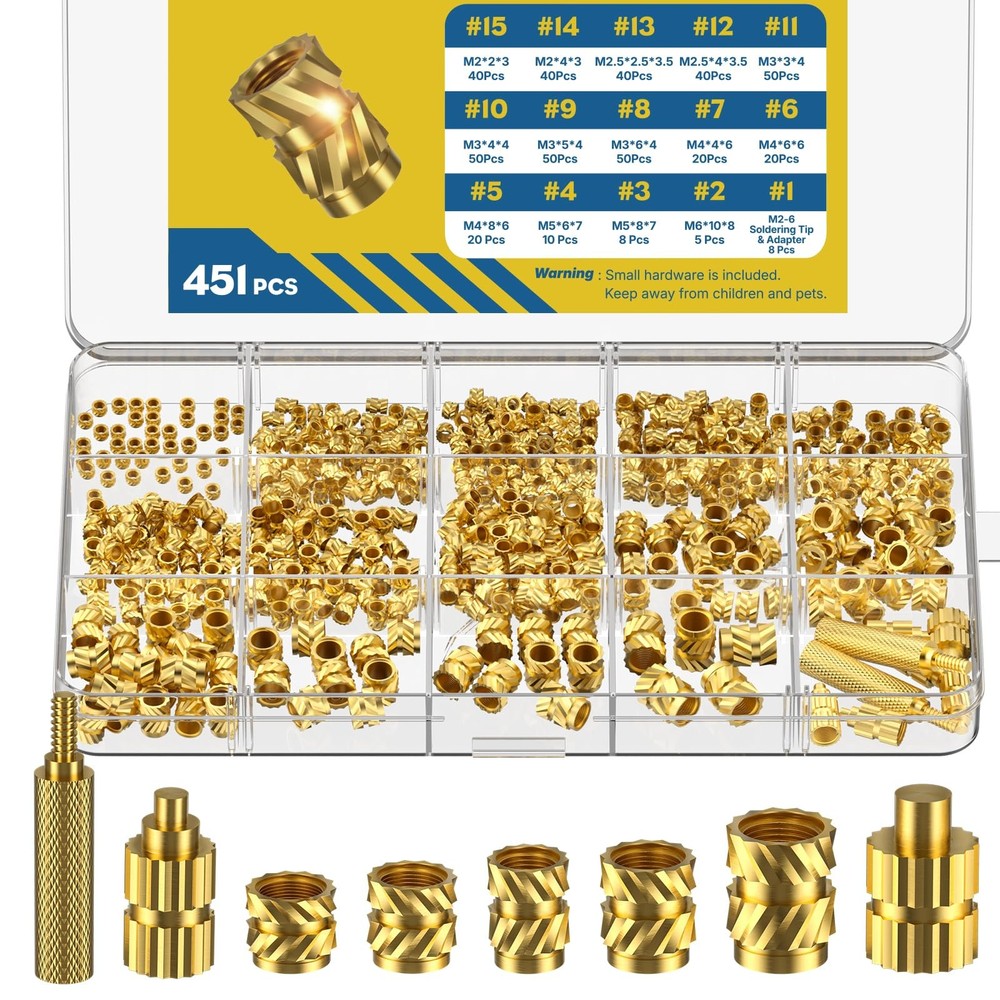 Vibit 451 Pcs Threaded Inserts for 451 (Threaded Ket), Gold