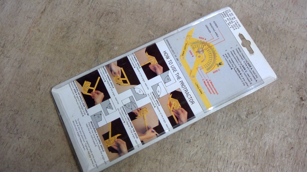 NOS Protractor Angle Finder, Adjustable Protractor 0°-180° Yellow