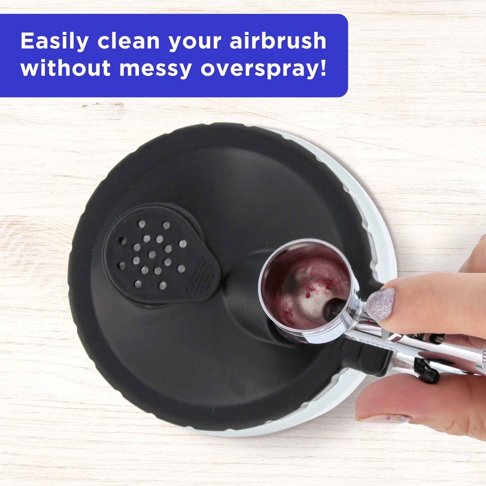 Airbrush 3 in 1 Cleaning Pot with Holder; Cleans Out Art Paint, Holds Airbrush