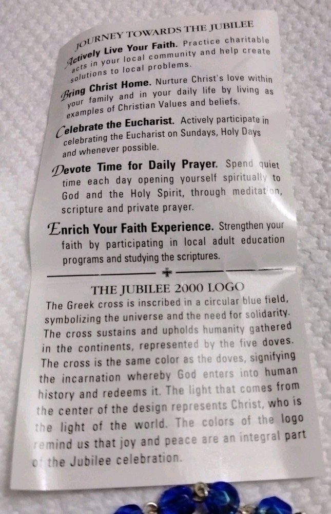 2000 Jubilee Multi Color Crystal Rosary Original Packaging Excellent Condition
