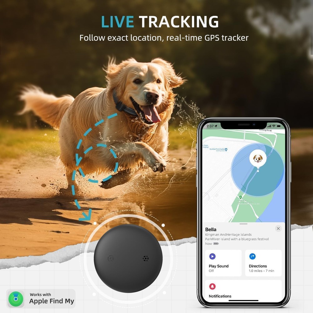 GPS Tracker for Dogs, Mini GPS Cat Tracker, Smart Pet Activity Tracker (iOS O...