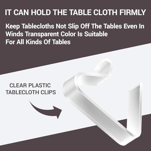24 Pack Big Size Transparent Clear Plastic Tablecloth Clips, Windproof Table