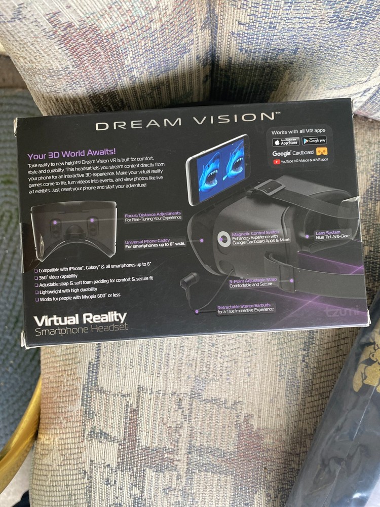 Dream Vision Black VR Headset VIRTUAL REALITY NEW