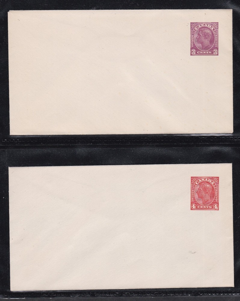 CANADA 2 POSTAL STATIONARY ENVELOPES 3c AND 4c