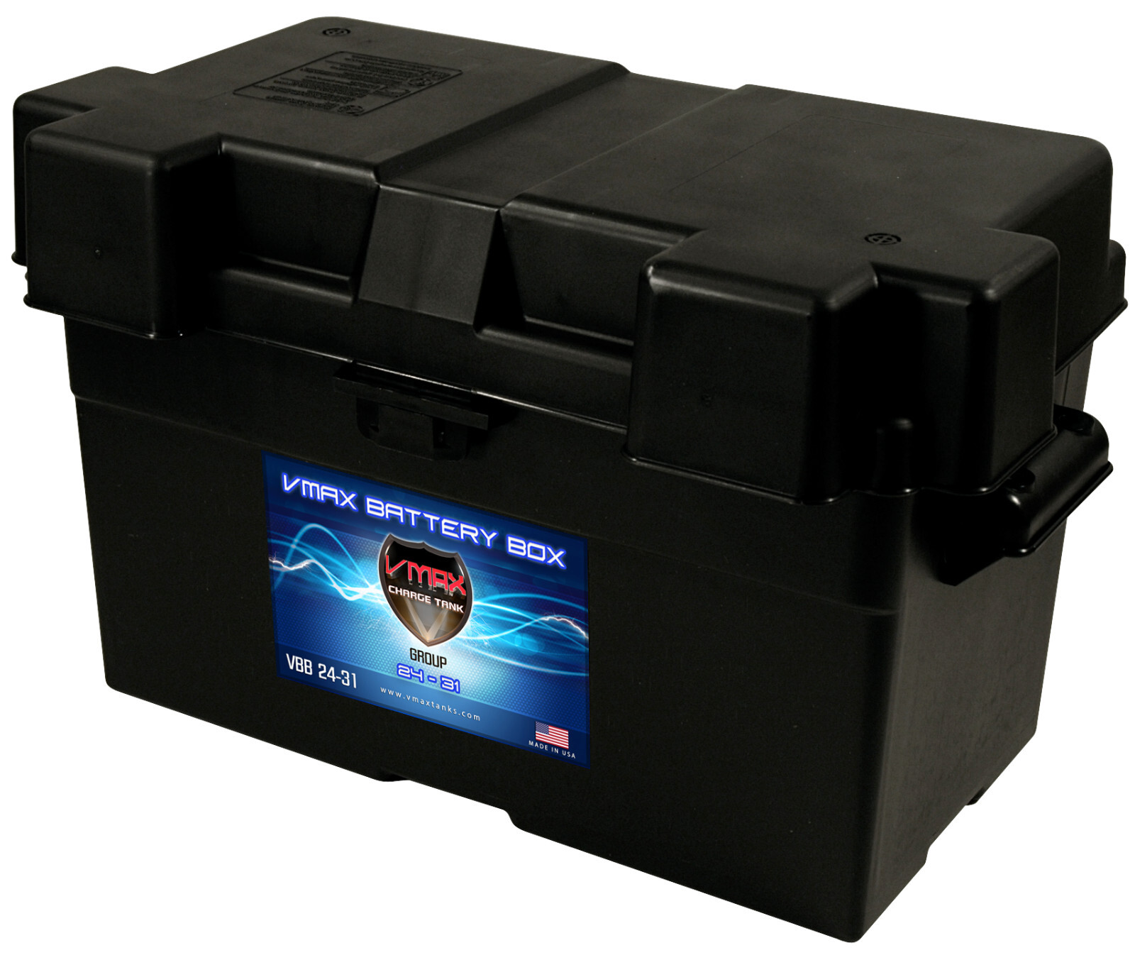 VMAXTANKS ADJUSTABLE Vented BATTERY BOX for Marine Group 31 for boats pontoons