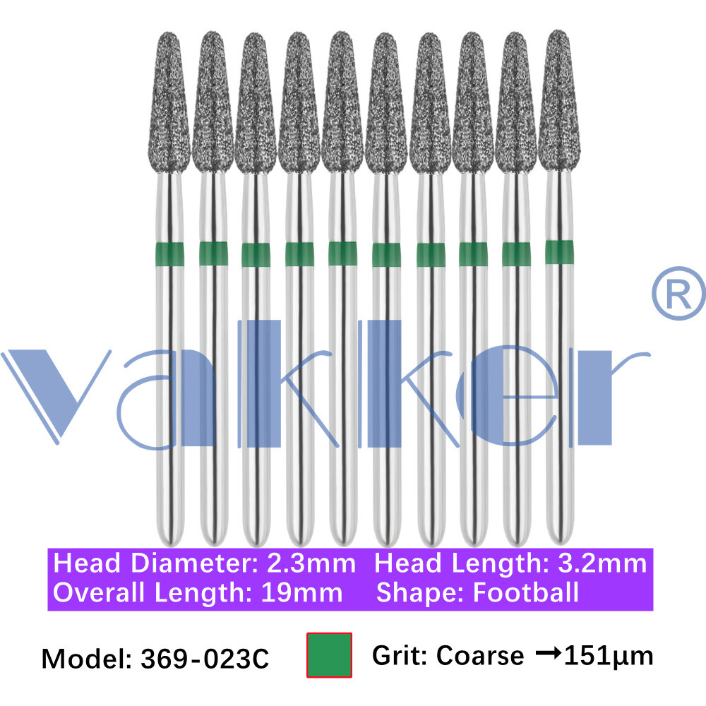 Vakker 10pc Dental Diamond Burs Friction Grip Super Coarse, Coarse Handpiece Bur