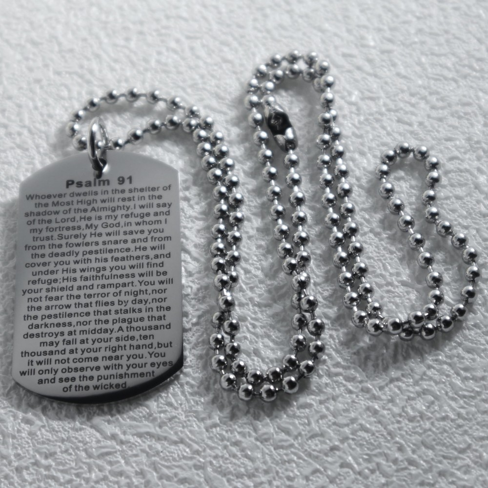 Christian Scripture Religious Dog Tag Necklace,Catholic Bible Verse Baptism C...