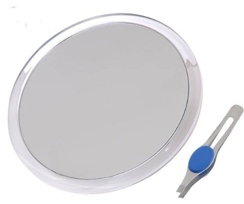 DB-Tech Large 10" Suction Cup 5X Magnifying Mirror with Precision Tweezer