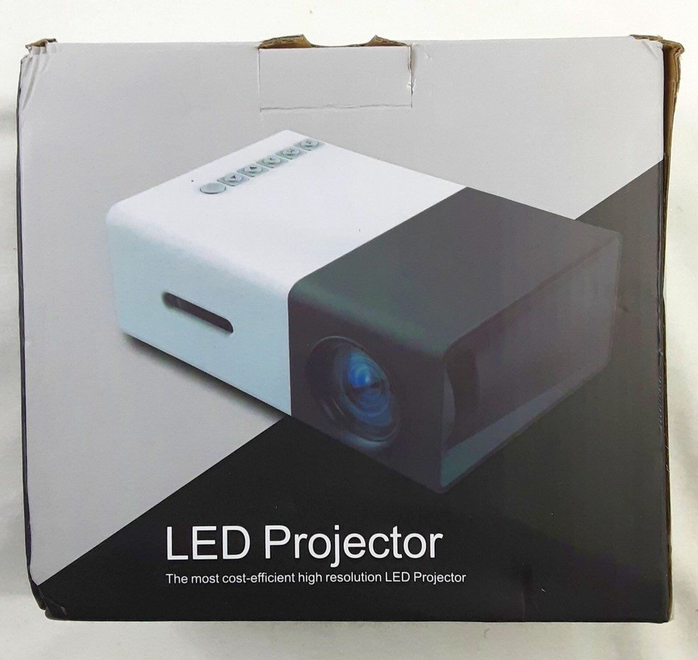 New, White/Gray LED Projector High Resolution 1080p w/Remote (Bundle)