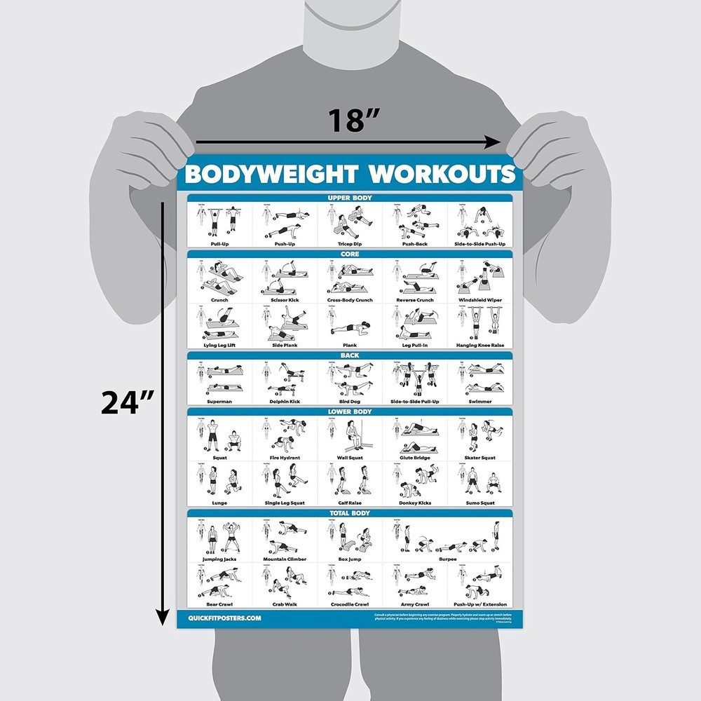 Palace Learning Dumbbell Workouts and Bodyweight Exercise Poster Set -...