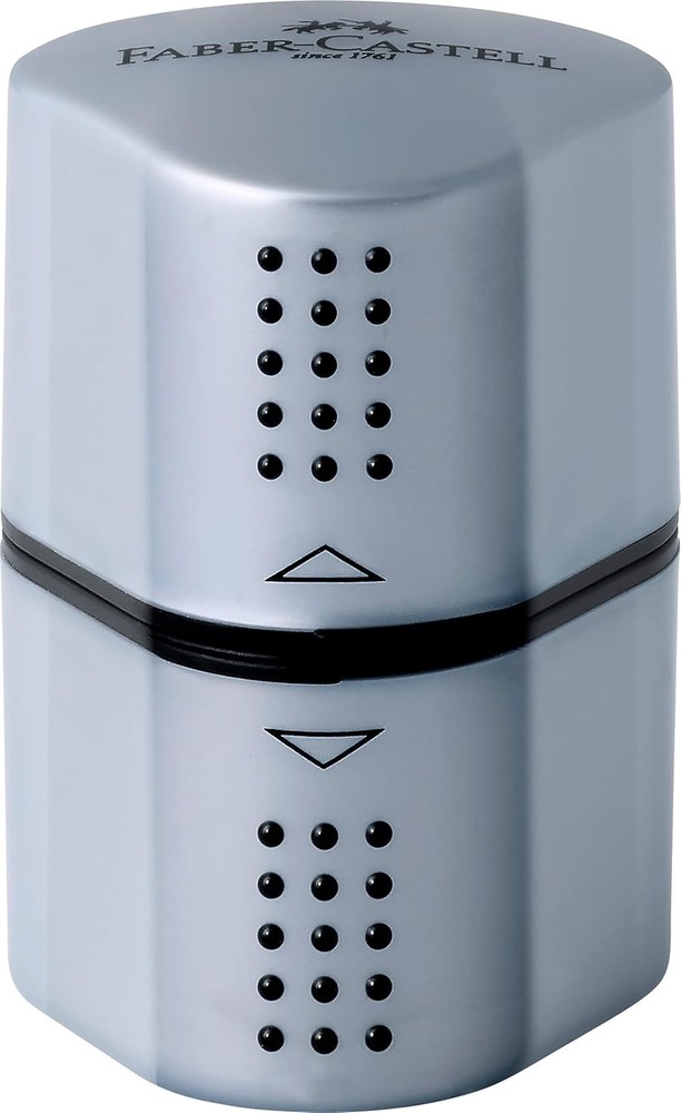 Faber-Catell Trio Sharpener Box Grip 2001 Silver pencil sharpener,