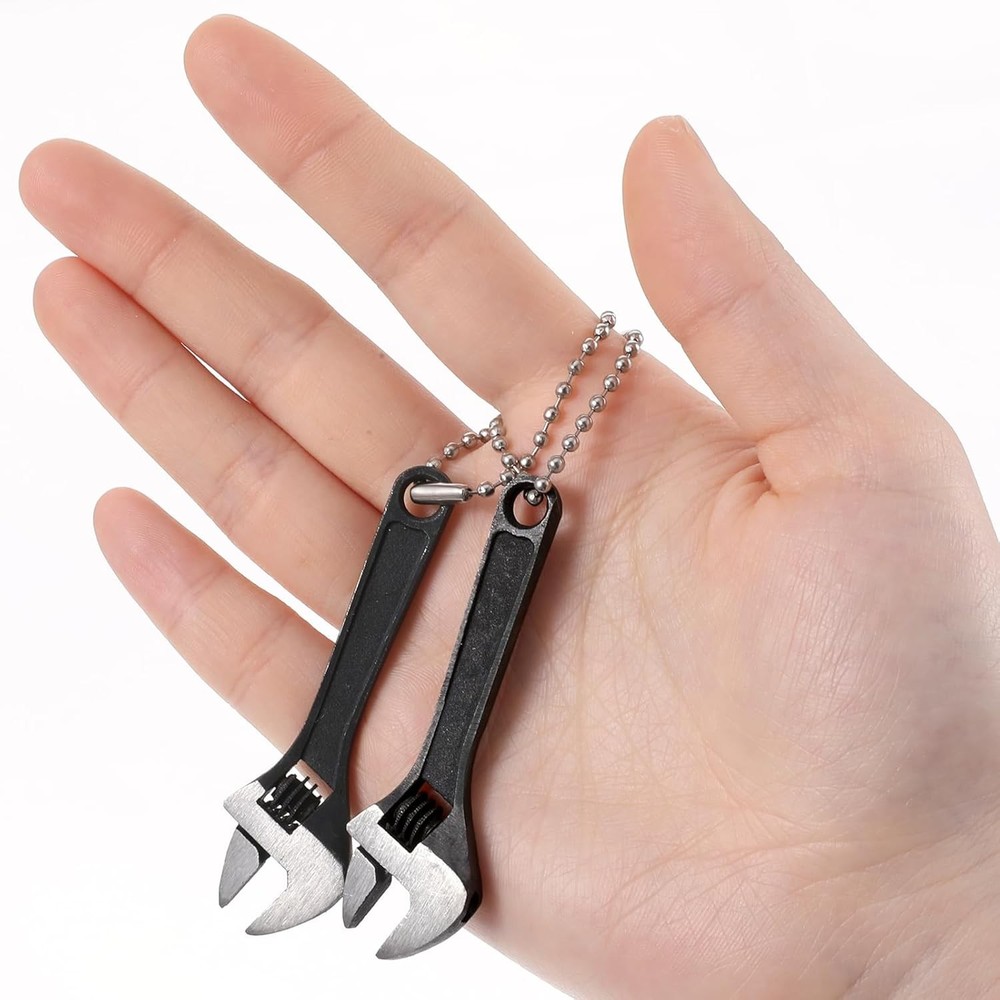 2 Pcs 2.5" Mini Adjustable Crescent Wrench Set, Locking Keychain Wrench for Repa