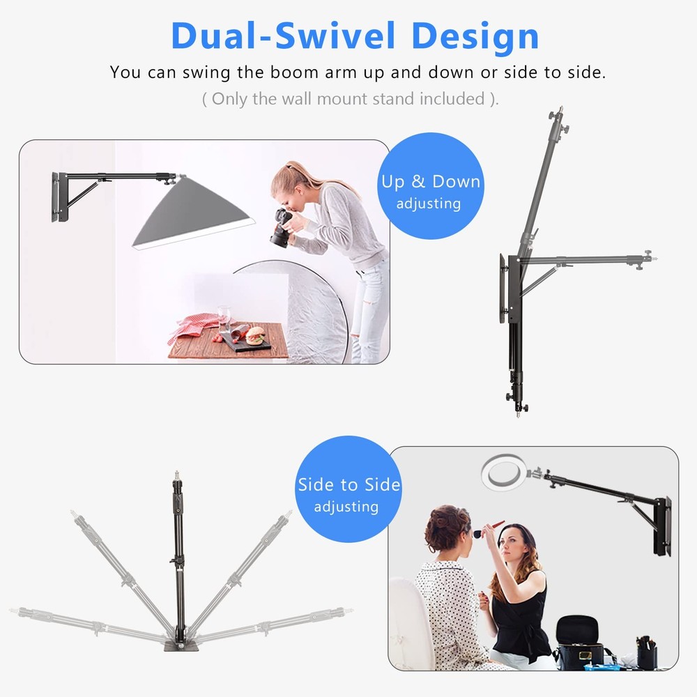 Ring Light Wall Mount with Triangle Base, 51inch/130cm Length Adjustable Supp...