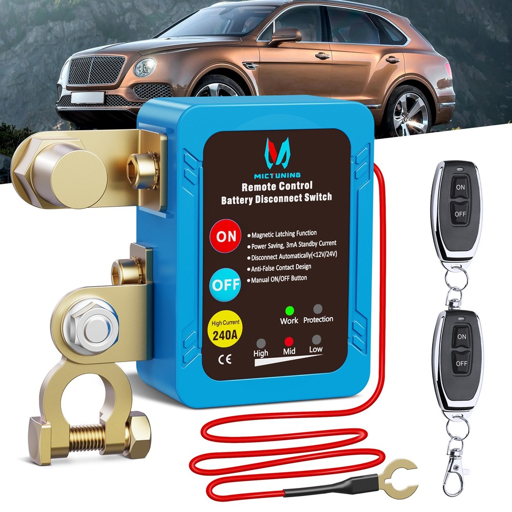 MICTUNING 12V 240A Remote Battery Disconnect Kill Switch Automatic LED Indicator