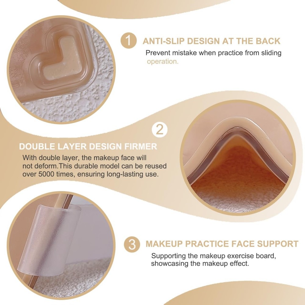 Makeup Mannequin Face Board With Kit - 3D Silicone Half for White