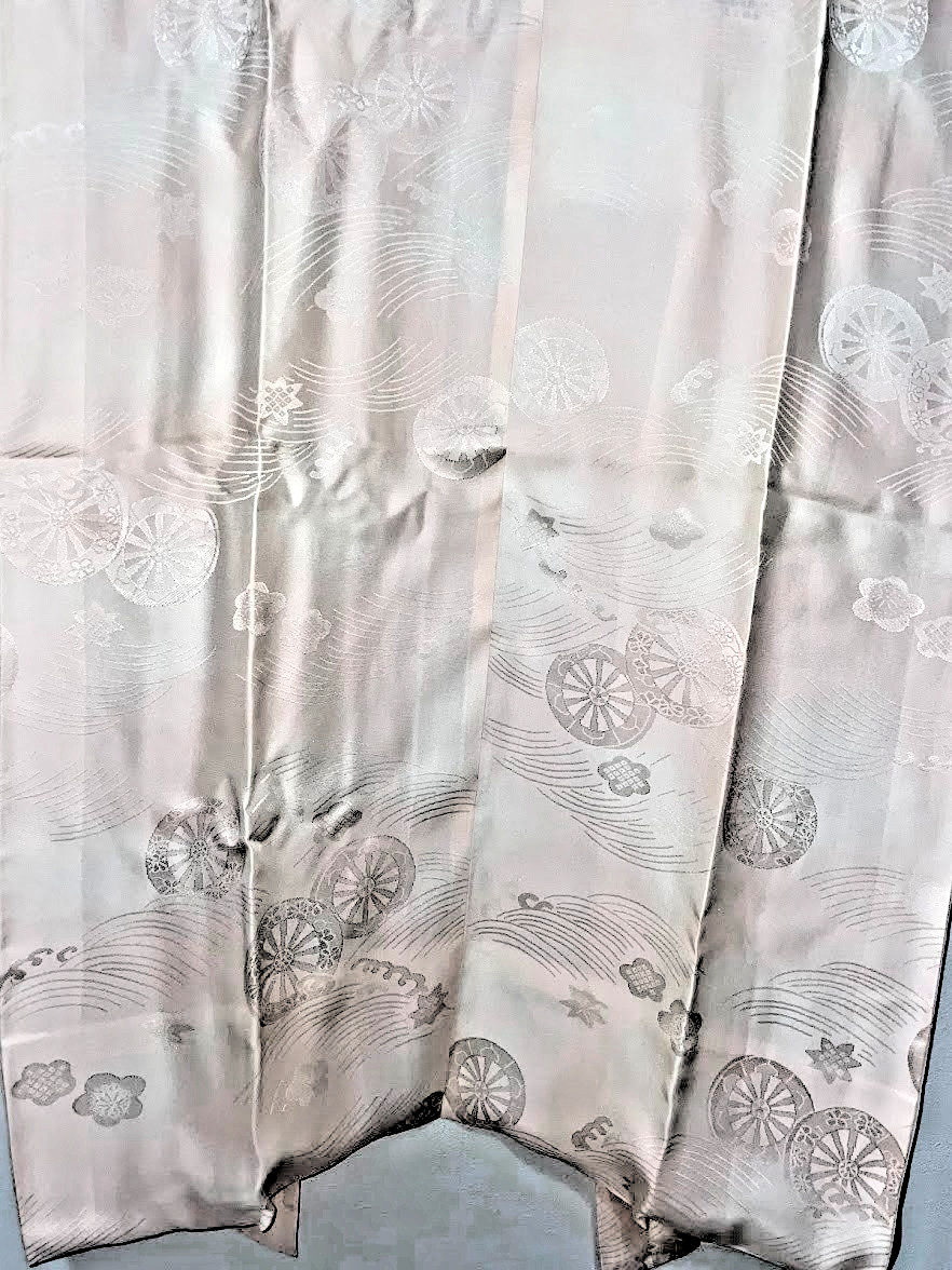 Vintage Silk Nagajuban For Furisode S 25.2in Yuki Japan Pink Sakura Kanoko