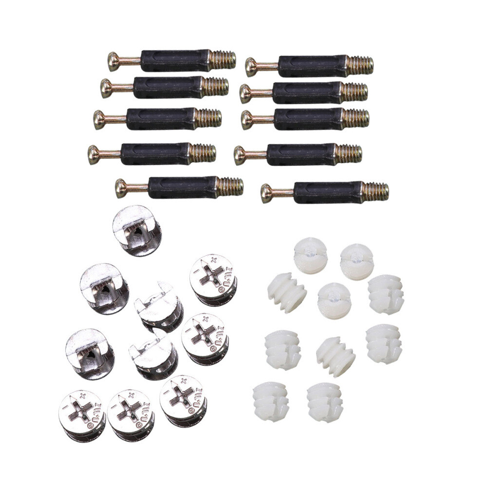 Furniture Connectors Kit Pre-Inserted Nut Screw Eccentric Wheel Ten Sets