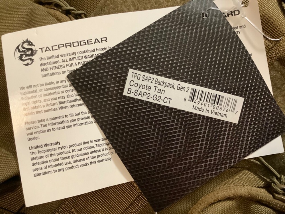 Tacpro Gear Medium Special Ops Tactical Assault Backpack Pack CoyoteB-SAP2-G2-CT