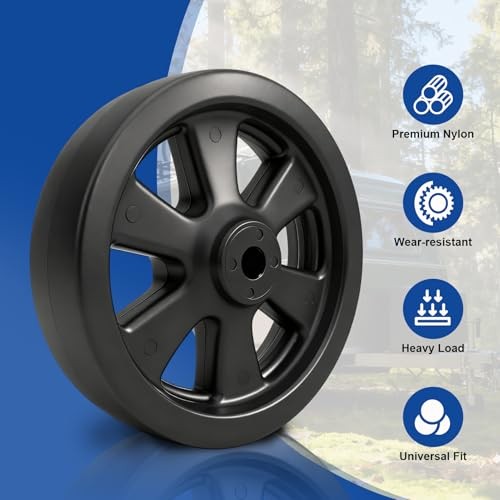 8 Inch Trailer Jack Wheel Replacement, Nylon Universal Rotating Nylon Wheels