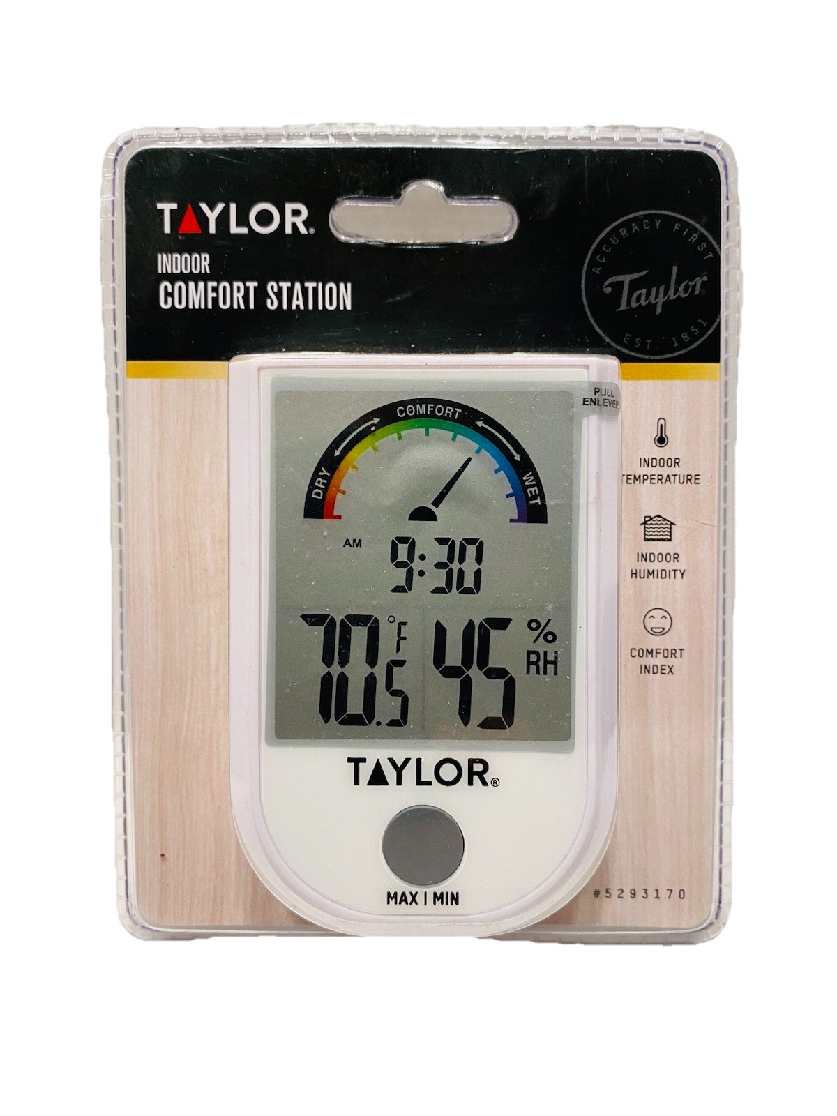 Taylor Digital Wireless Indoor Comfort Level Single Display, White