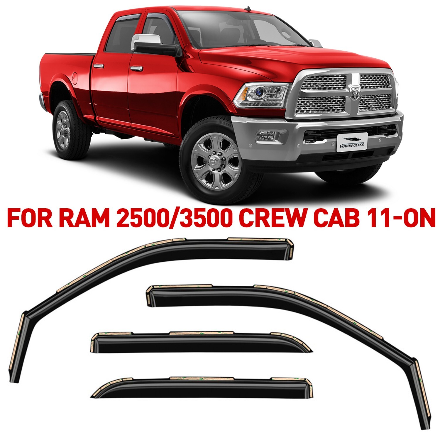 Rain Guards Vent Visors Shade for 2011-2024 Dodge Ram 2500/3500 Crew Cab