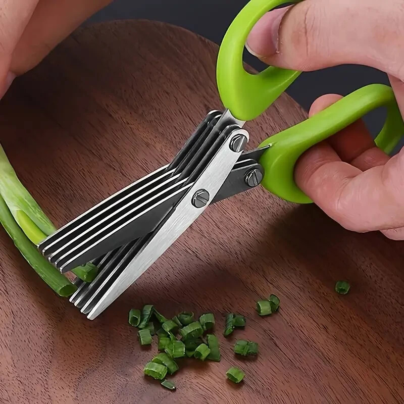 Herb Scissors Chop Herbs Easily with 5 Blade Scissors Onion Cutter Kitchen Tool