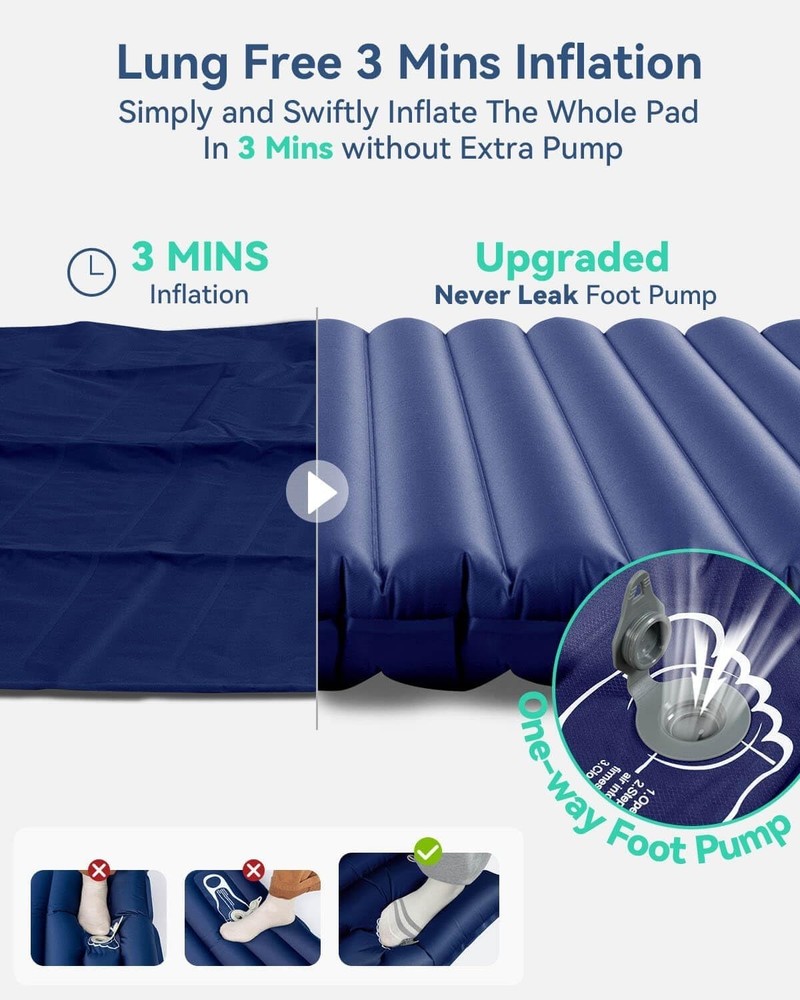 Compact 4'' Ultralight Sleeping Pad for Easy Backpacking with 2-Person Capacity