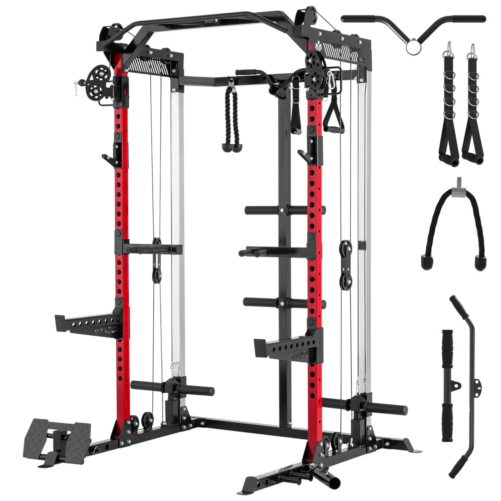 Power Cage Multi Functional Power Rack 2000LB Dual Pulley Cable Crossover System