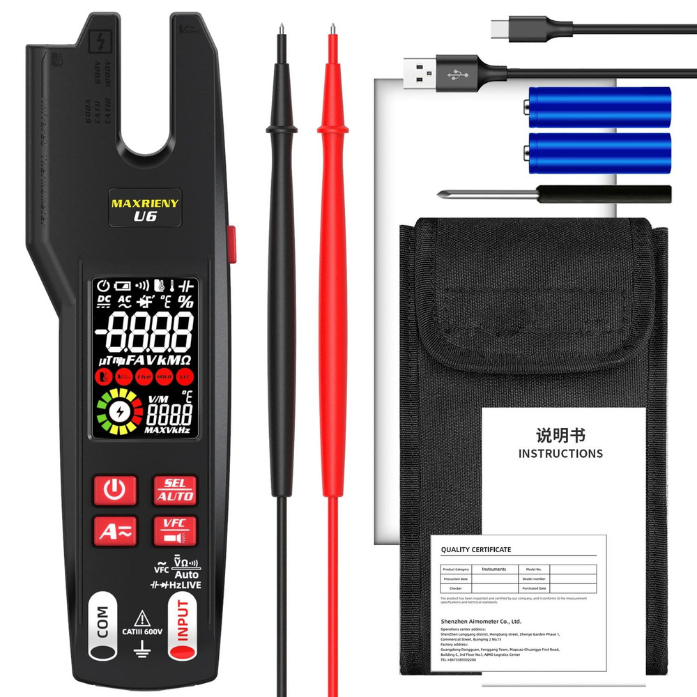 Open Jaw Clamp Meter 600A DC AC Current Smart Digital Electrical Multimeter Test