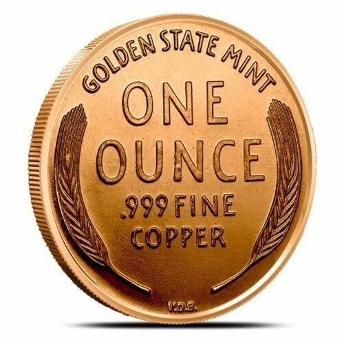 "1909-S VDB Wheat Penny" 1 oz Copper Round  Mr. BIG Lincoln! Golden State Mint