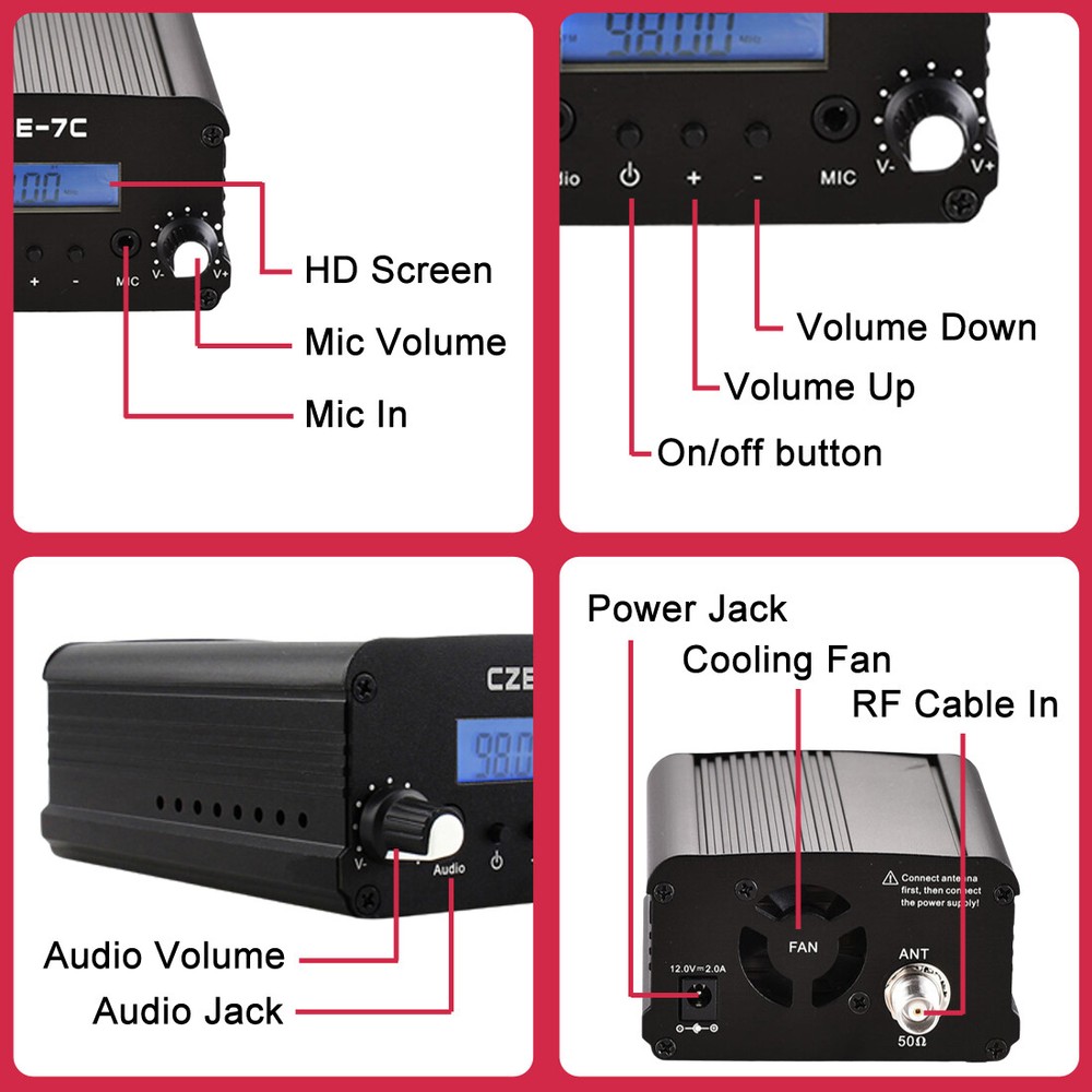 Fm Transmitter For Broadcast radio 7W Fm Transmitter + Short Antenna Kit Sale