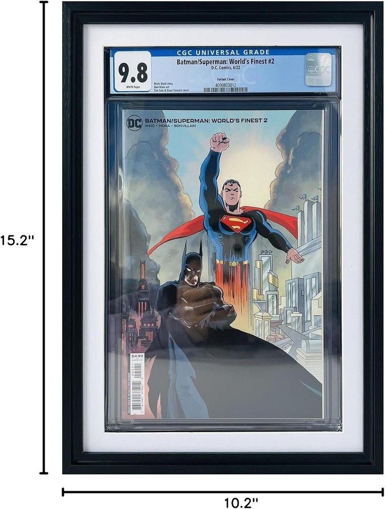 Single Graded Comic Book Frame for Standard CGC Graded Comic Books,Solid Wood Bl