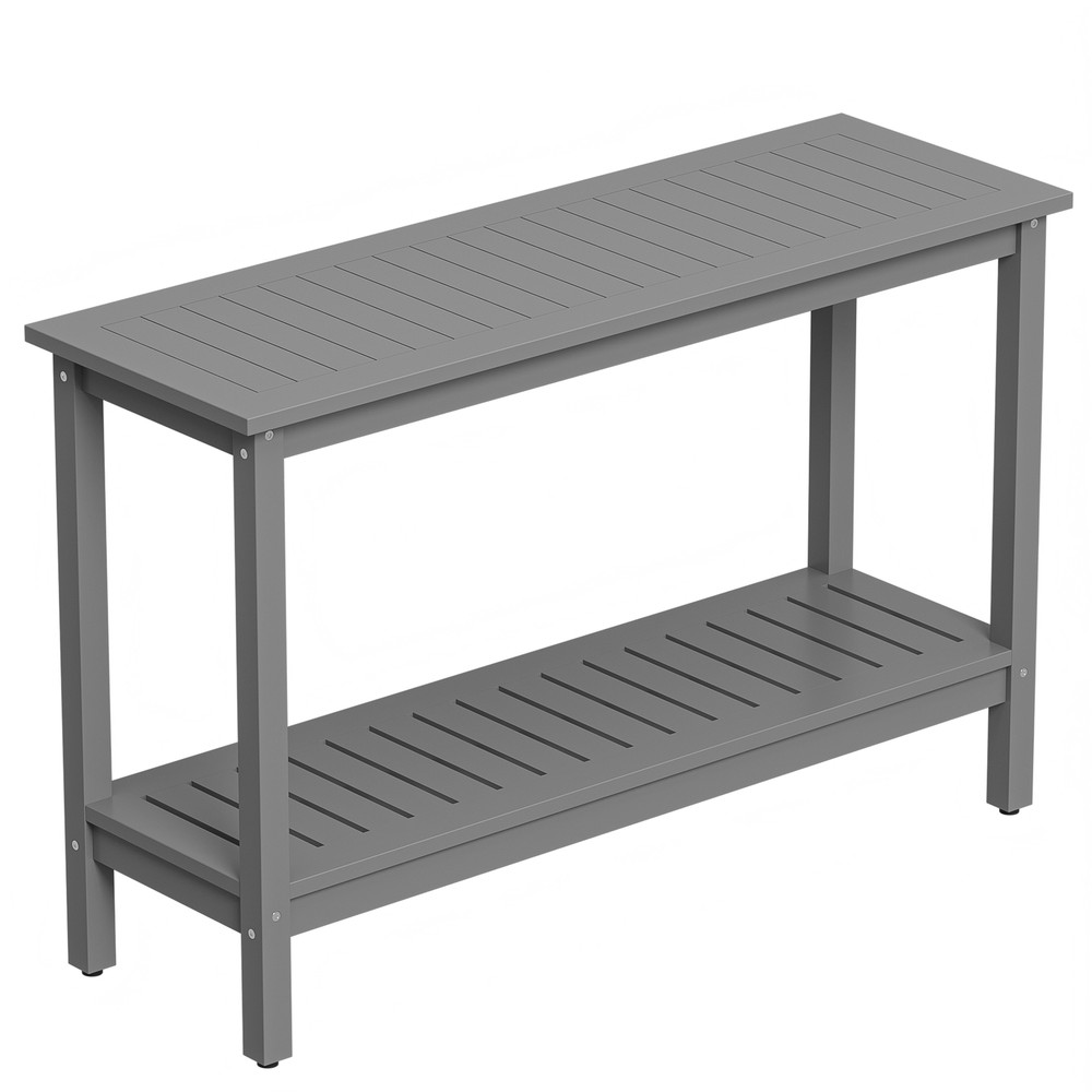 48'' Console Table Entryway Sofa Side Table w/ 2 Storage Shelves Organizer Gray