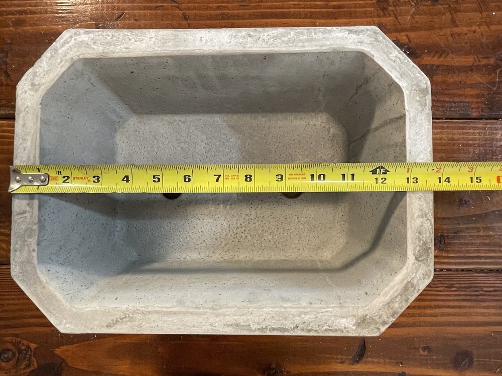 Large Rectangular Concrete Bonsai Pot 13.75” X 10” X 5.5”