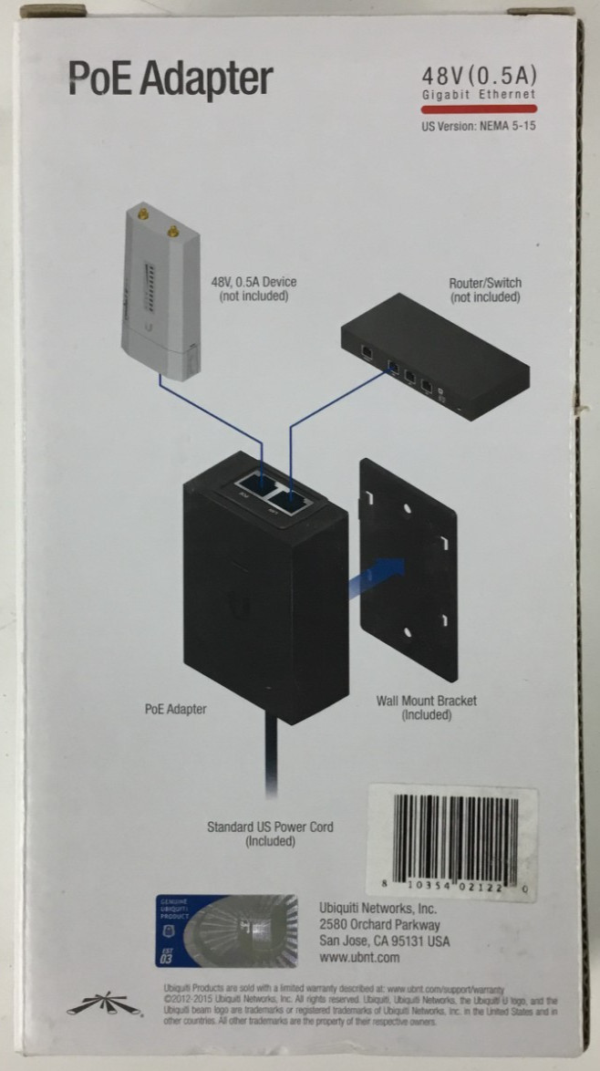 LOT OF 11 Ubiquiti POE-48-24W-G POE Injector, 48VDC, 24W, Gig