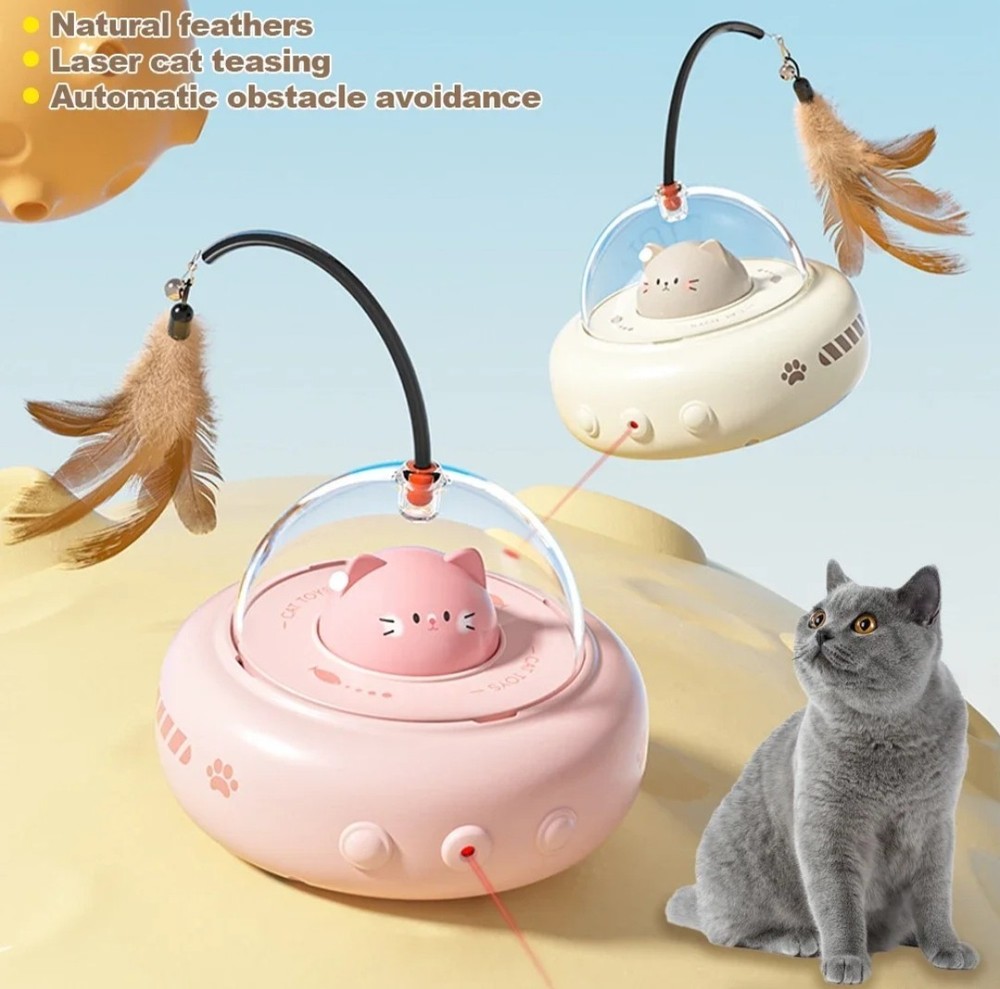Automatic Interactive Cat Toy USB Charging Feather Teaser Toy