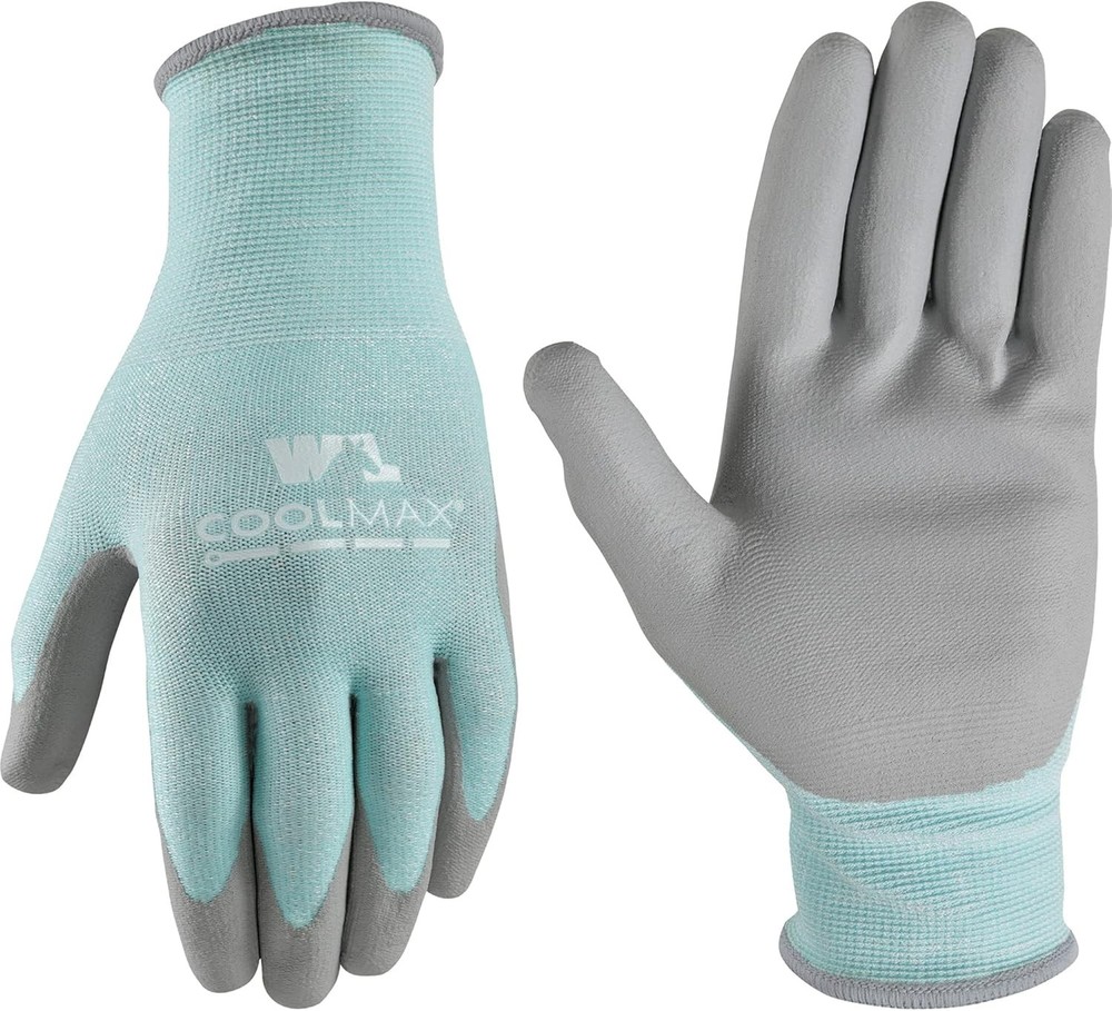 Women's COOLMAX PU Coated Work Gloves, Medium , Aqua