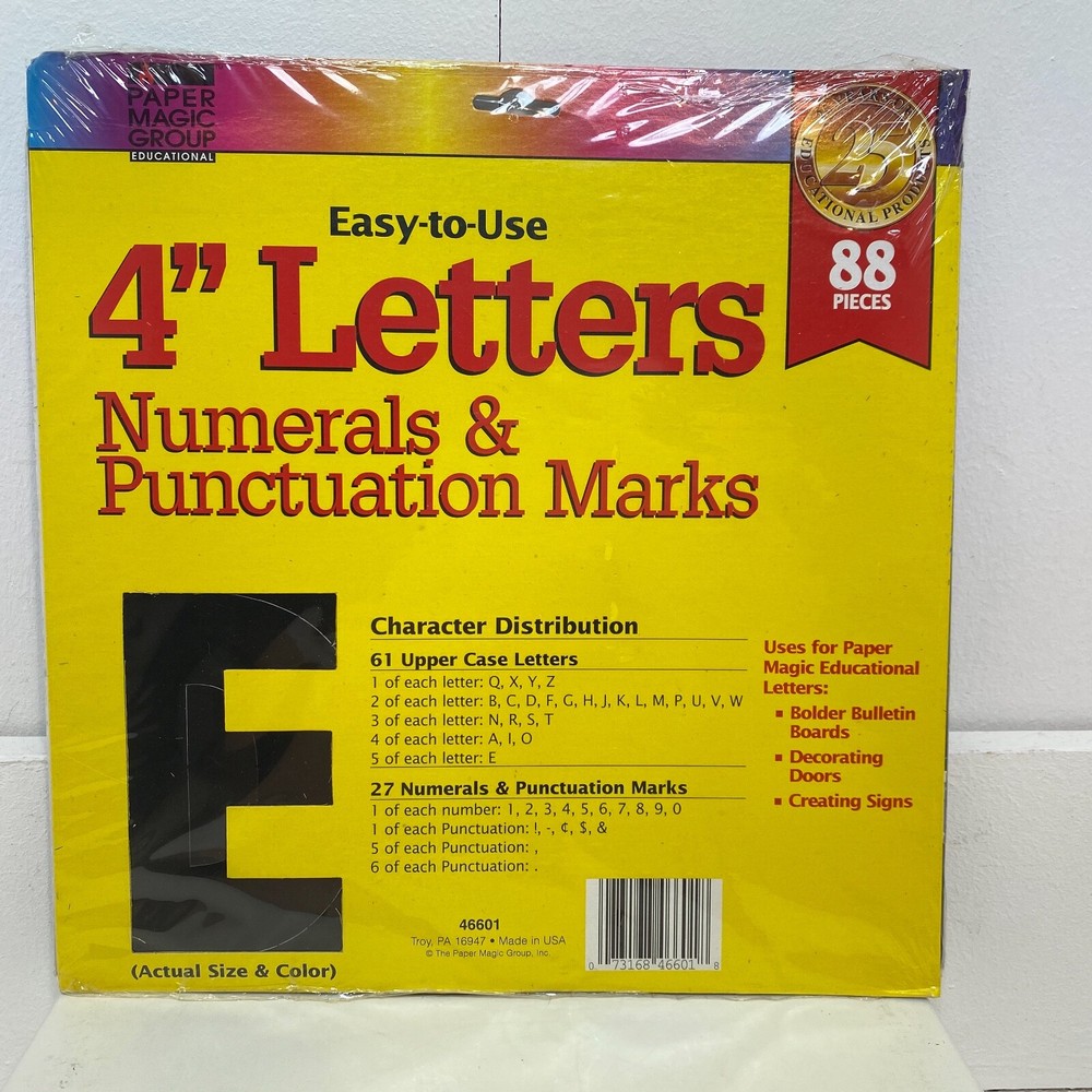 Paper Magic Group Educational 4" Letters Numerals Punctuation Marks 88 Pieces